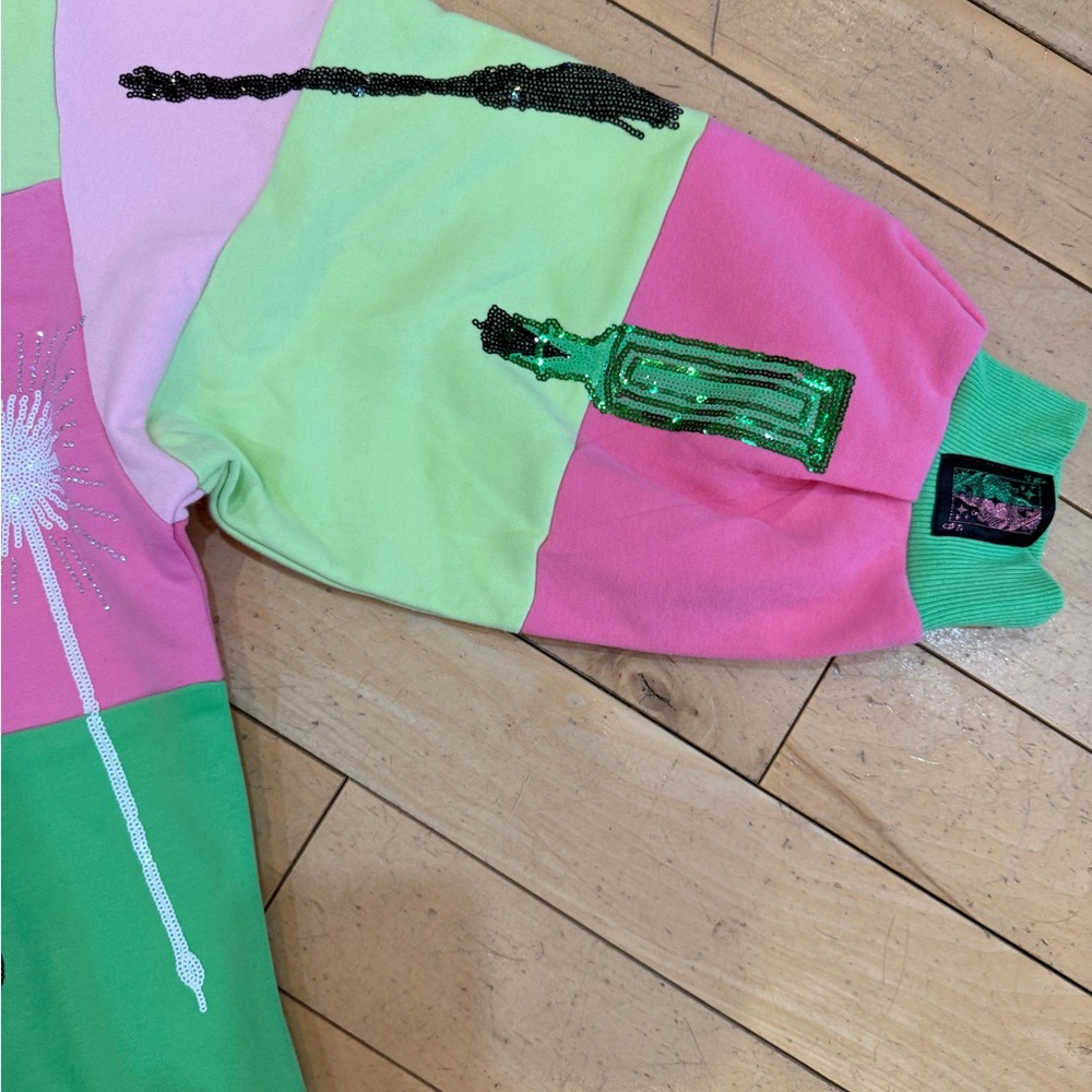 QUEEN OF SPARKLES  and Wicked Pink and Green Graphic Sweatshirt - Picture 4 of 6